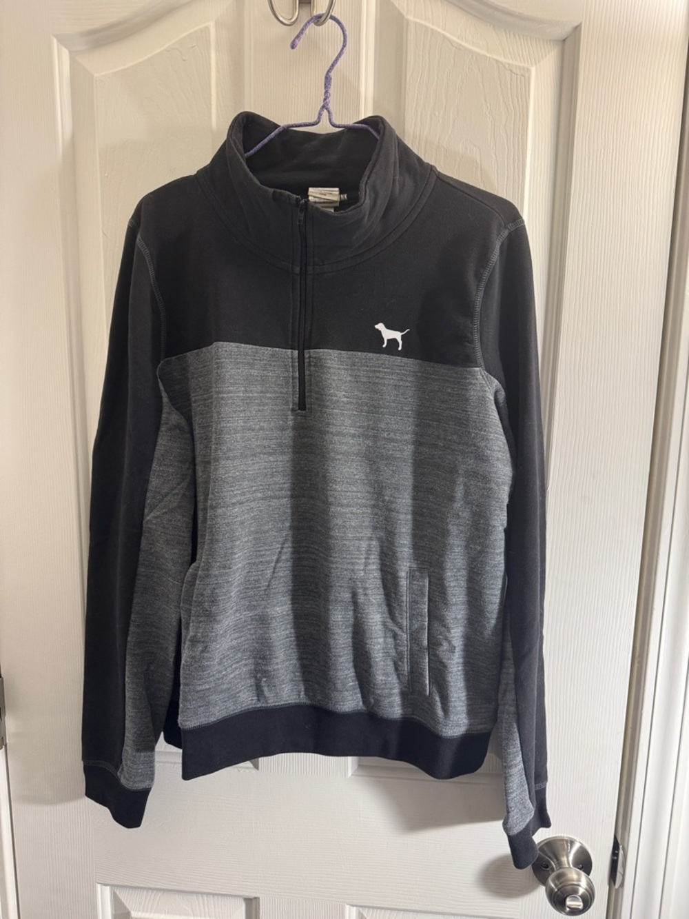 VS PINK Black & Grey Half Zip Pullover